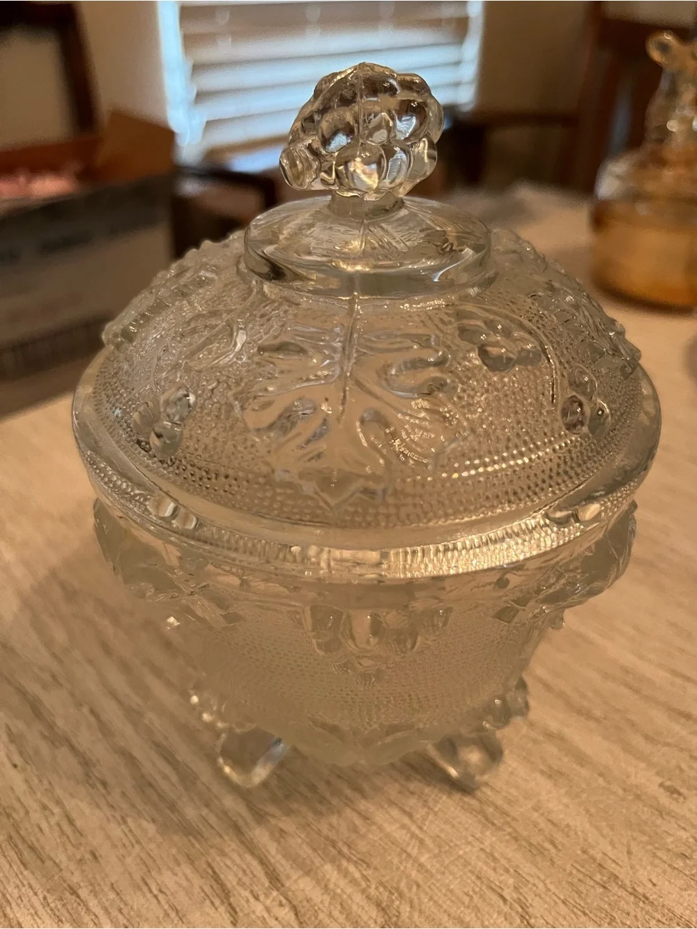 Vintage Harvest Grape Glass Trinket Box Styled as a Fairy Lamp